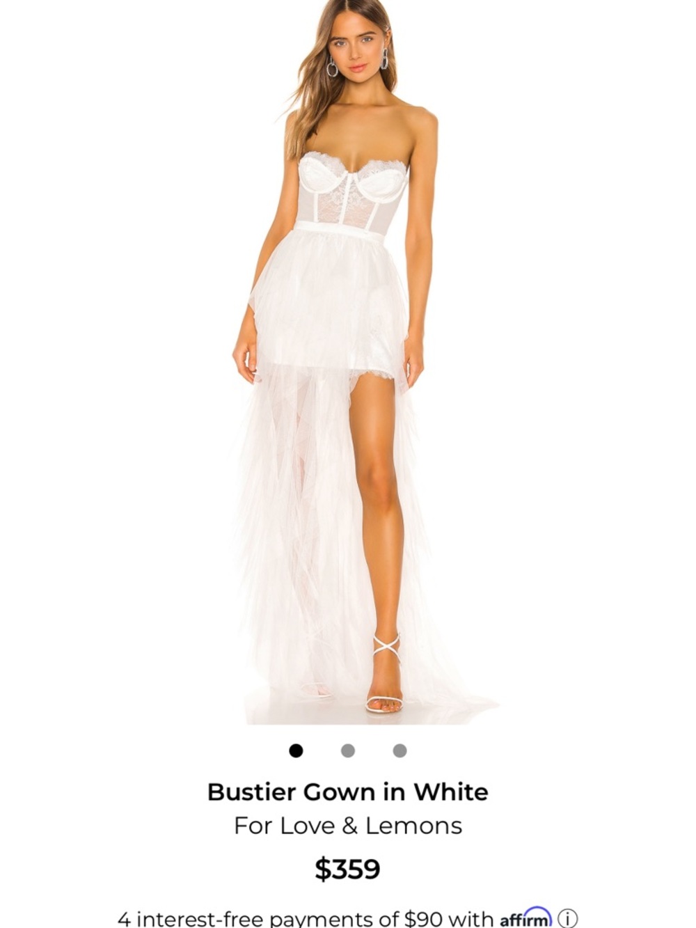 For Love & Lemons White Strapless Bustier Wedding Gown